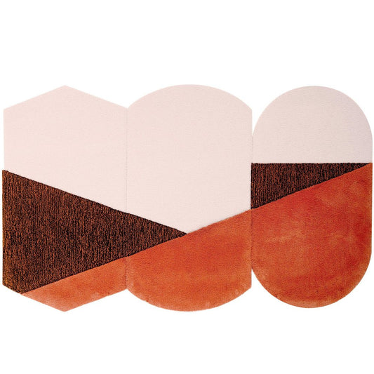 Small Brick Brown Oci Rug Triptych by Seraina Lareida