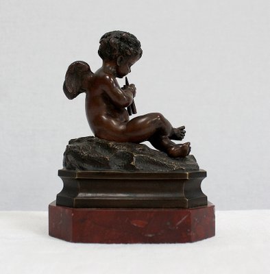 Small Bronze Cherub on Marble Base, Late 19th Century-RVK-1030455