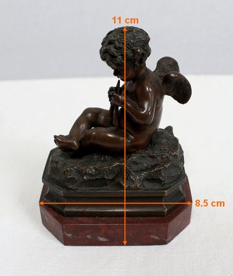 Small Bronze Cherub on Marble Base, Late 19th Century-RVK-1030455