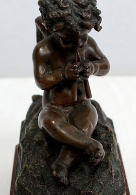 Small Bronze Cherub on Marble Base, Late 19th Century-RVK-1030455