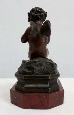 Small Bronze Cherub on Marble Base, Late 19th Century-RVK-1030455