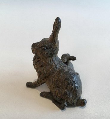 Small Bronze Figure of Rabbit and Kit, 1880s-BA-658259