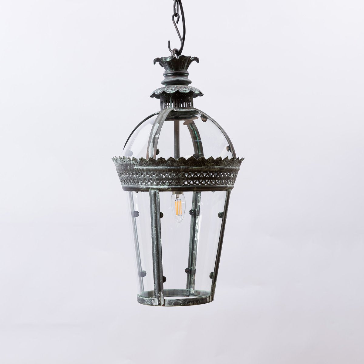 Small Bronze Verdigris Byron Lantern from Pure White Lines