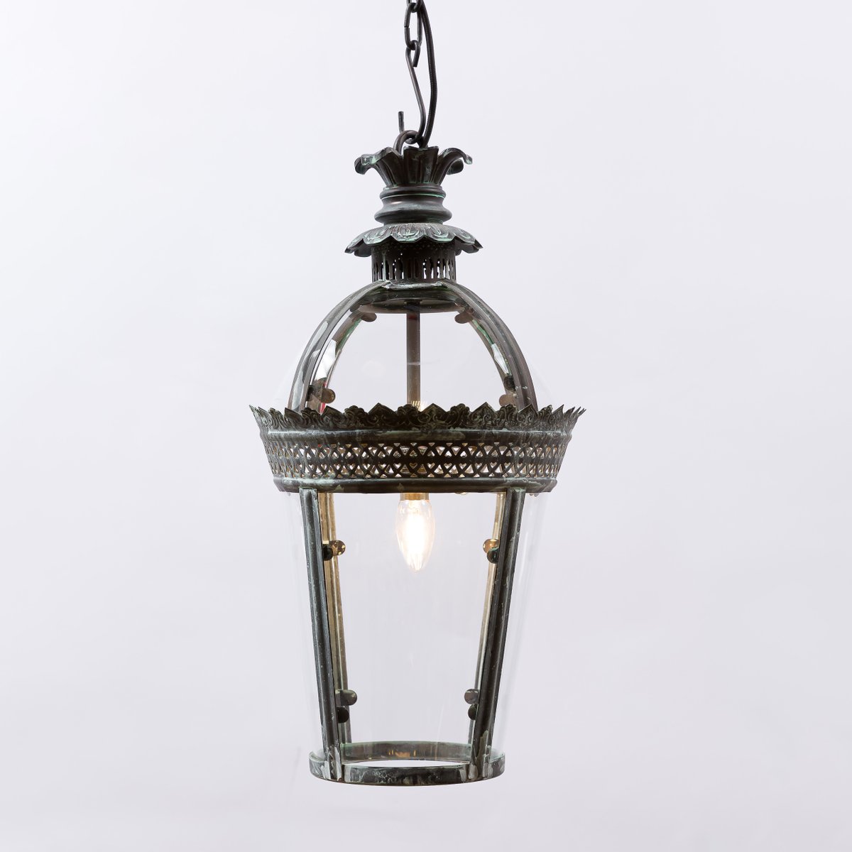 Small Bronze Verdigris Byron Lantern from Pure White Lines