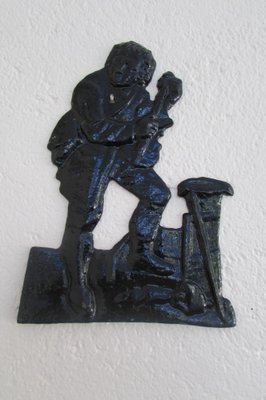 Small Cast Iron Violinist Plaque, 1970s-RDN-1725744