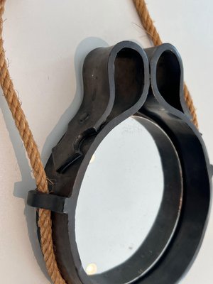 Small Ceramic and Rope Mirror, 1970s-BA-1622469