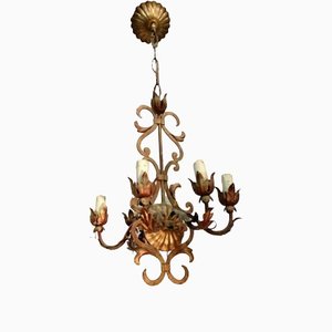 Small Chandelier in Gold Metal with 6 Arms, 1960s-BA-1365669