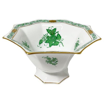 Small Chinese Bouquet Apponyi Green Porcelain Bowl from Herend Hungary-UCH-1224541