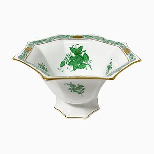 Small Chinese Bouquet Apponyi Green Porcelain Bowl from Herend Hungary-UCH-1224541