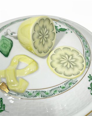 Small Chinese Bouquet Apponyi Green Porcelain Tureen with Handles from Herend-UCH-1224864