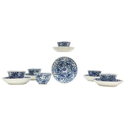 Small Chinese Porcelain Tea Cups With Saucers, Kangxi, Set of 6-UCH-1224791