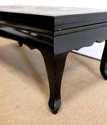 Small Chinoiserie Coffee Table with Black Lacquer, Early 20th Century-RVK-1029296