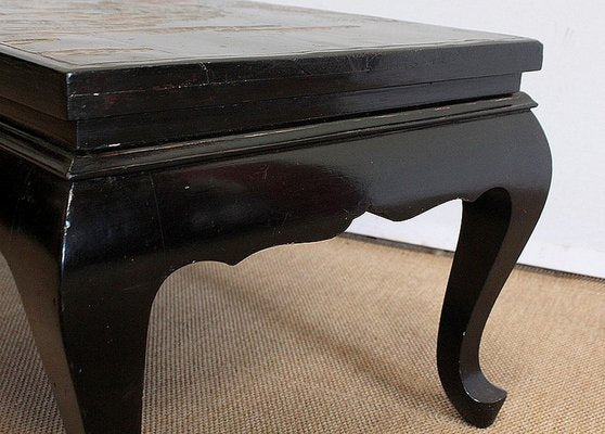 Small Chinoiserie Coffee Table with Black Lacquer, Early 20th Century-RVK-1029296