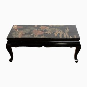 Small Chinoiserie Coffee Table with Black Lacquer, Early 20th Century-RVK-1029296