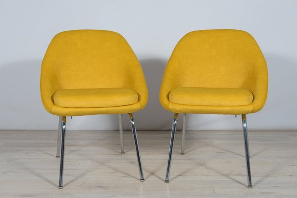 Small Chrome and Fabric Armchairs, 1960s, Set of 2-NIT-1326324