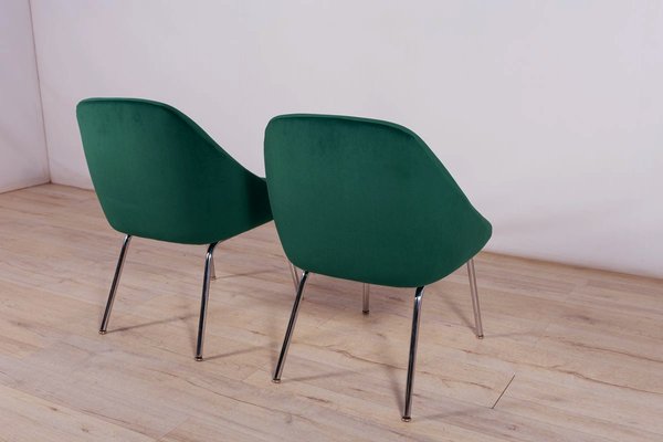 Small Chrome and Fabric Armchairs, 1960s, Set of 2-NIT-1326322