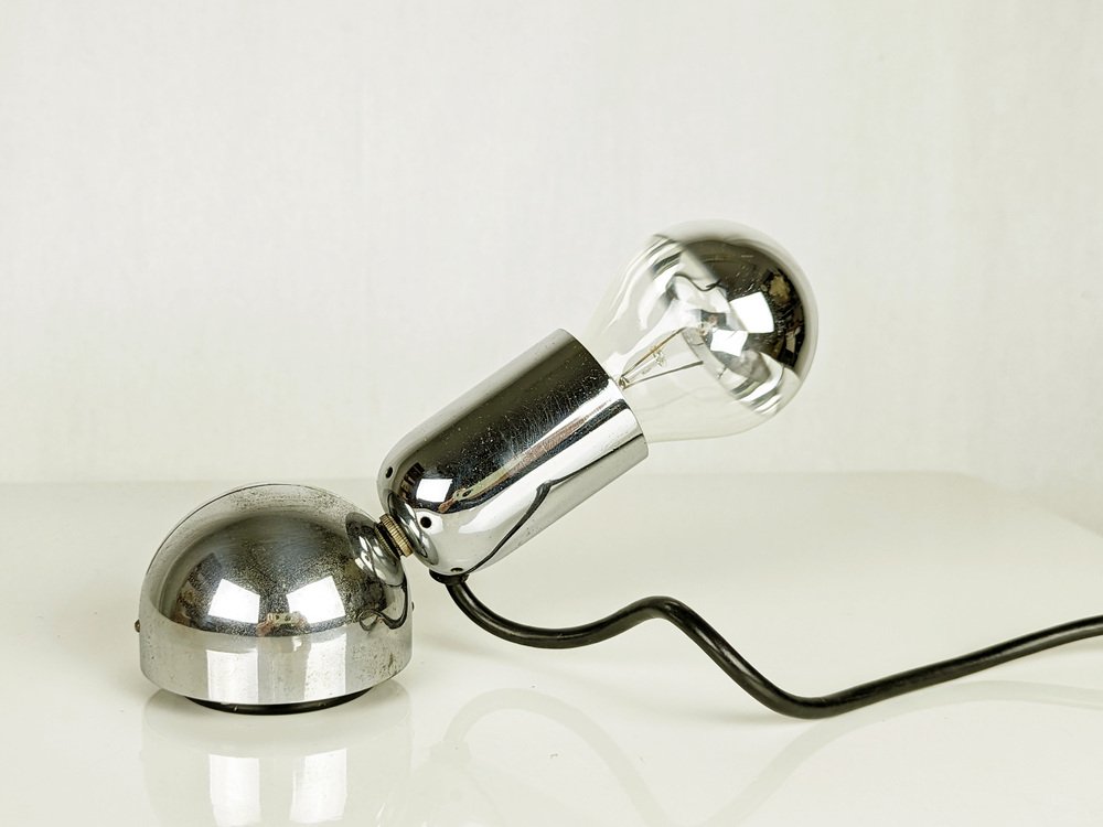 Small Chrome-Plated Metal Pollux Table Lamp by Ingo Maurer for M Design, 1960s