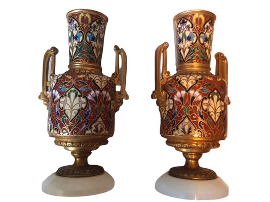 Small Cloisonne Vases, Set of 2-TCS-1115721