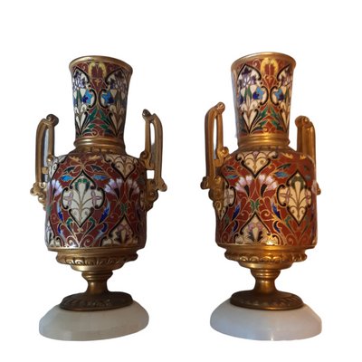 Small Cloisonne Vases, Set of 2-TCS-1115721