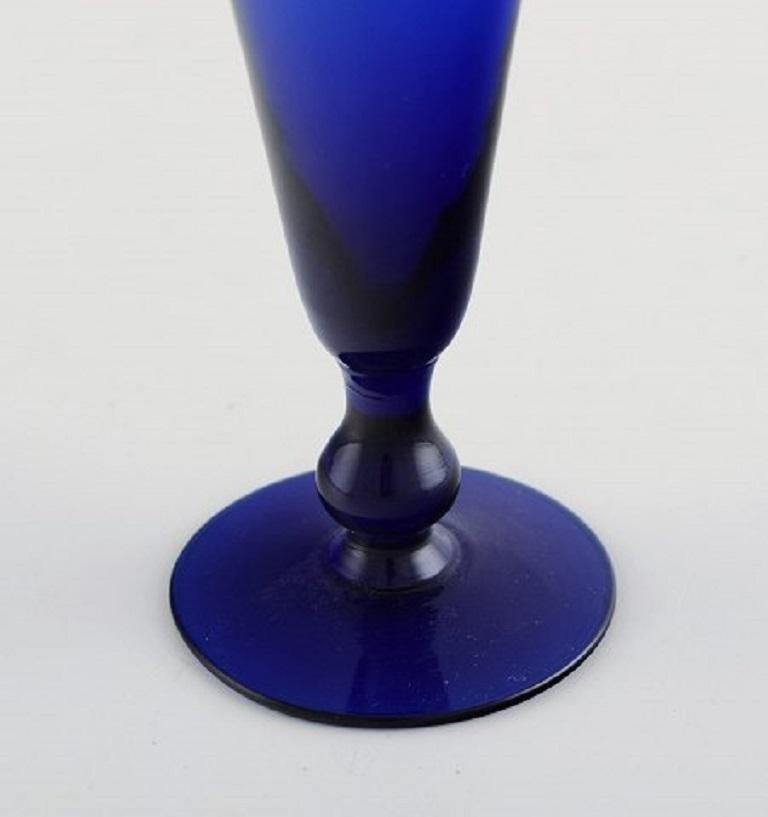 Small Cocktail Glasses in Blue Mouth Blown Glass by Monica Bratt for Reijmyre, Set of 17