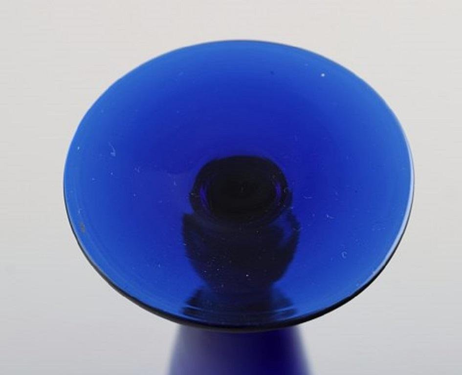 Small Cocktail Glasses in Blue Mouth Blown Glass by Monica Bratt for Reijmyre, Set of 17