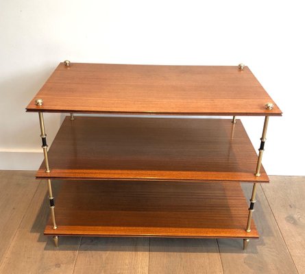 Small Consoles on 3-Level Mahogany and Brass from Maison Jansen, 1940s, Set of 2-BA-1693429