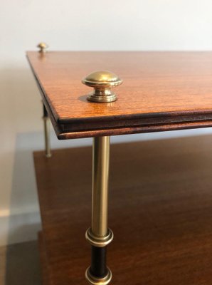 Small Consoles on 3-Level Mahogany and Brass from Maison Jansen, 1940s, Set of 2-BA-1693429