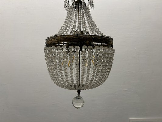 Small Crystal Beaded Pendant Light, 1940s-JJC-1761712