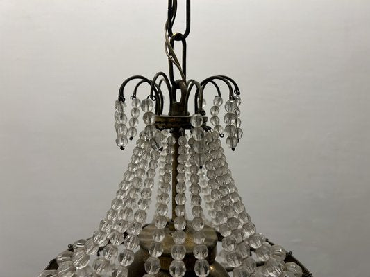 Small Crystal Beaded Pendant Light, 1940s-JJC-1761712