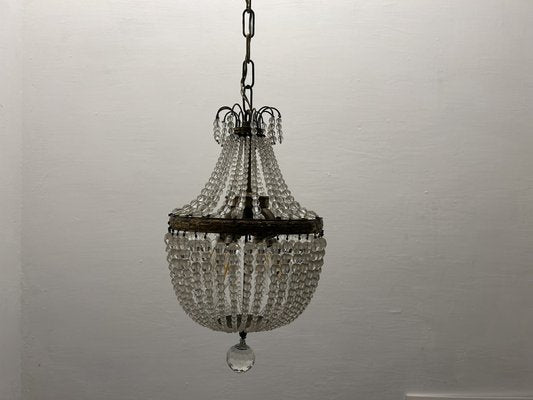 Small Crystal Beaded Pendant Light, 1940s-JJC-1761712