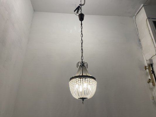 Small Crystal Beaded Pendant Light, 1940s-JJC-1761712