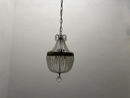 Small Crystal Beaded Pendant Light, 1940s-JJC-1761712