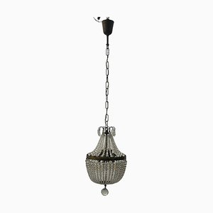 Small Crystal Beaded Pendant Light, 1940s-JJC-1761712