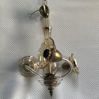 Small Czech Bohemia Chandelier with 3 Bulbs, 1950s-WQQ-1706729