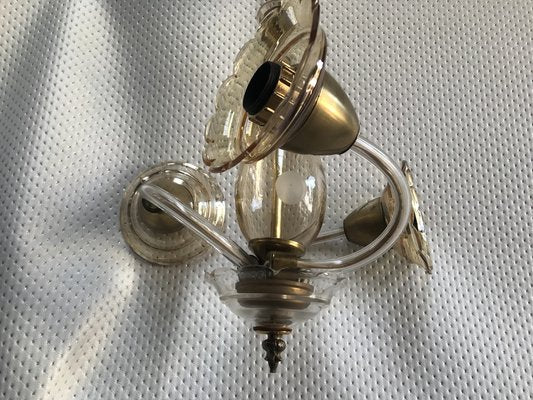 Small Czech Bohemia Chandelier with 3 Bulbs, 1950s-WQQ-1706729