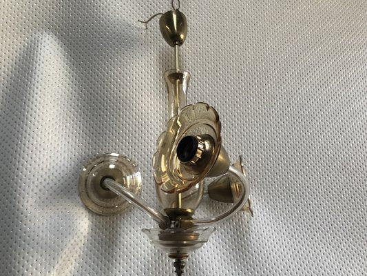 Small Czech Bohemia Chandelier with 3 Bulbs, 1950s-WQQ-1706729