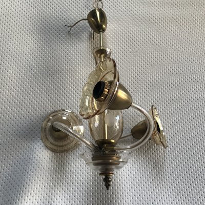 Small Czech Bohemia Chandelier with 3 Bulbs, 1950s-WQQ-1706729