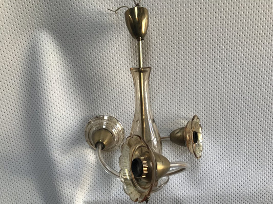 Small Czech Bohemia Chandelier with 3 Bulbs, 1950s