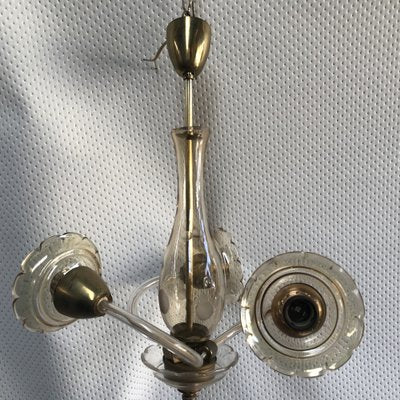 Small Czech Bohemia Chandelier with 3 Bulbs, 1950s-WQQ-1706729