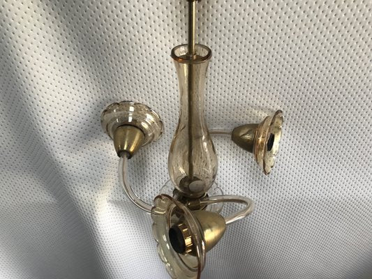 Small Czech Bohemia Chandelier with 3 Bulbs, 1950s-WQQ-1706729