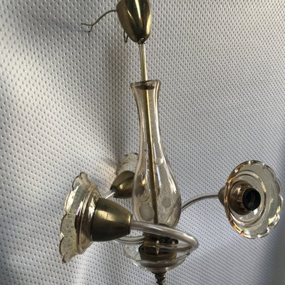 Small Czech Bohemia Chandelier with 3 Bulbs, 1950s-WQQ-1706729