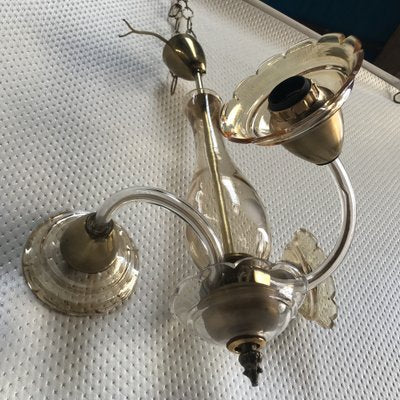 Small Czech Bohemia Chandelier with 3 Bulbs, 1950s-WQQ-1706729