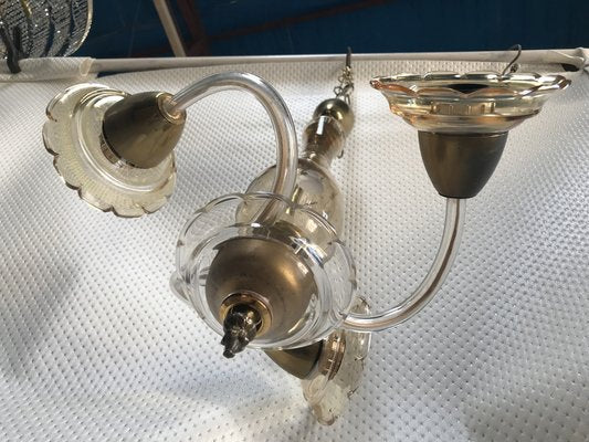 Small Czech Bohemia Chandelier with 3 Bulbs, 1950s-WQQ-1706729