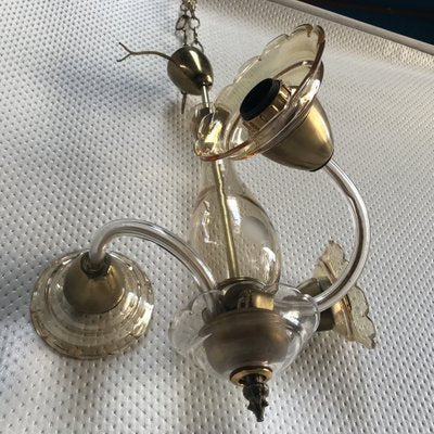 Small Czech Bohemia Chandelier with 3 Bulbs, 1950s-WQQ-1706729