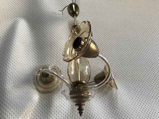 Small Czech Bohemia Chandelier with 3 Bulbs, 1950s-WQQ-1706729