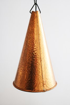 Small Danish Brutalist Hand-Hammered Copper Pendant Lamp from Horn Aalestrup, 1960s-FJP-2032249