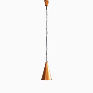 Small Danish Brutalist Hand-Hammered Copper Pendant Lamp from Horn Aalestrup, 1960s-FJP-2032249