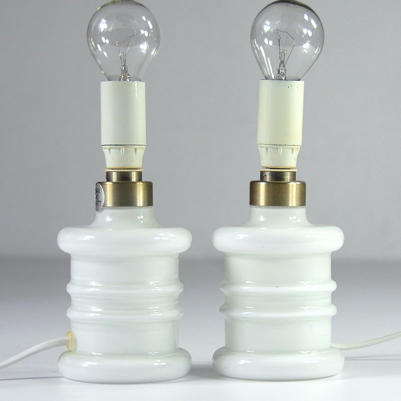 Small Danish Glass Pharmacy Table Lamps by Sidse Werner for Holmegaard, Set of 2