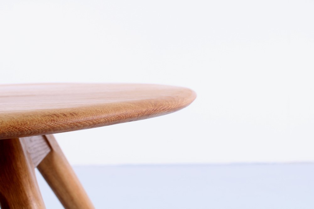 Small Danish Style Round Coffee Table in Light Oak by Borge Mogensen, 1950s