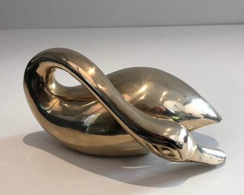 Small Decorative Brass Duck in Brass, 1970s-BA-1470308